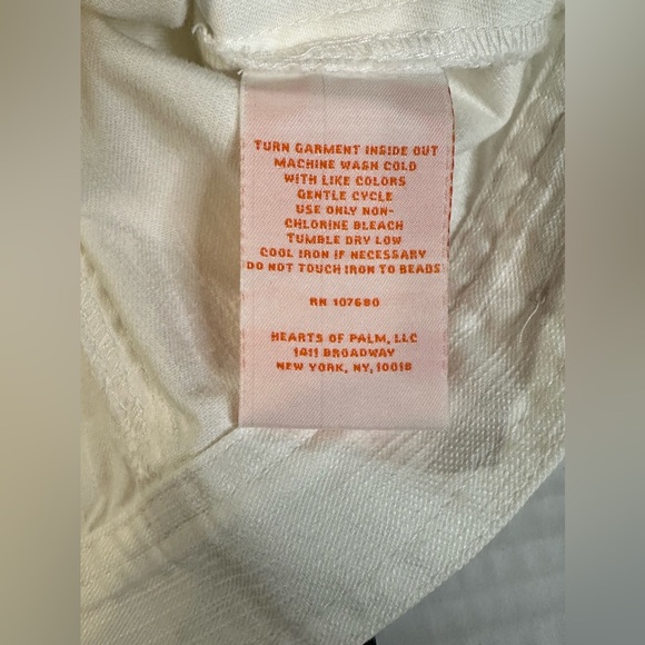 HEARTS OF PALM Womens White Button Up Floral Mimosa Time Jacket Cropped Size 12 - Picture 10 of 10